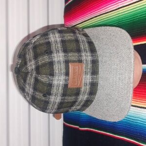 Dravus Plaid Wool Men's Adjustable Leather Strapback High Crown Hat One Size